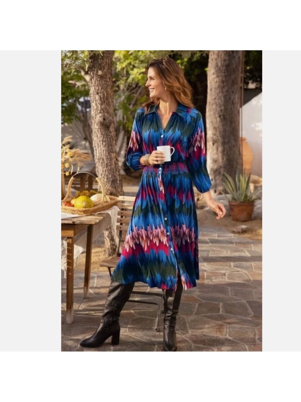 NWT Soft Surroundings Ancient Isle Fanchon V-Neck Shirtdress Maxi Dress M 10/12